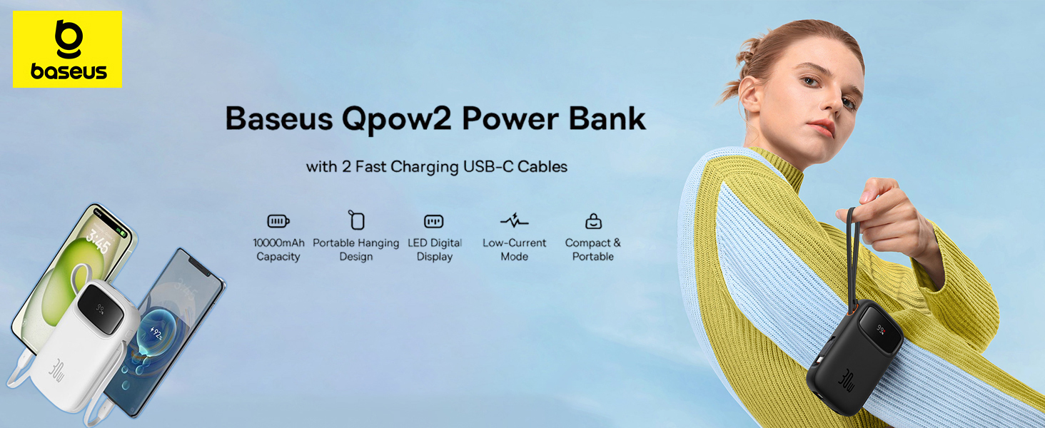 Baseus QPow2 10000mAh Digital Display Fast Charge Power Bank 30W With Built