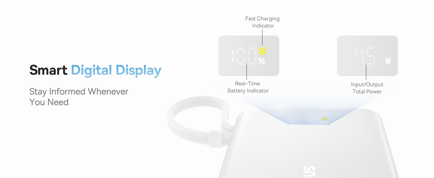 Baseus PicoGo 10000mAh Digital Display 45W Fast Charge Power Bank with Built