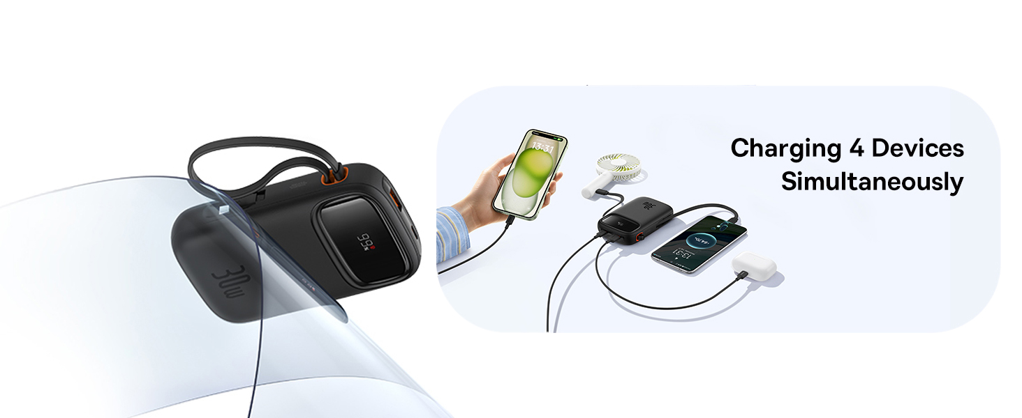 Baseus QPow2 10000mAh Digital Display Fast Charge Power Bank 30W With Built